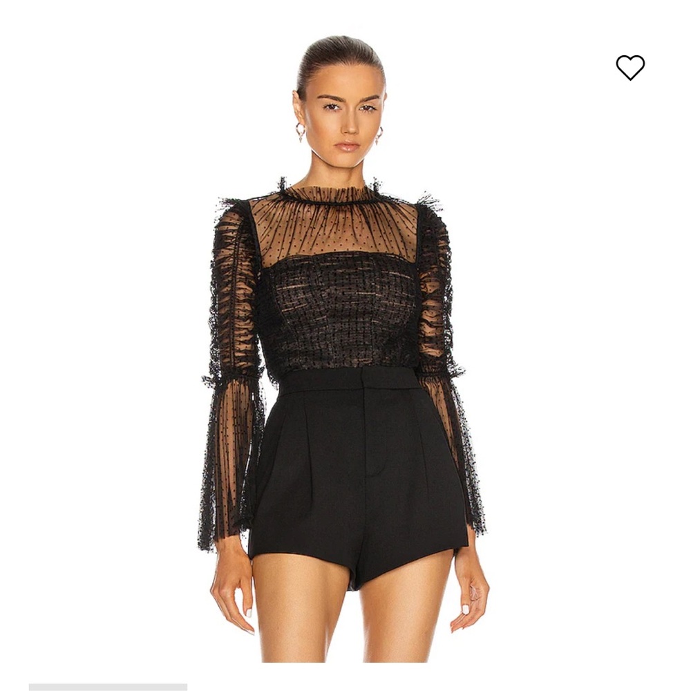 Self Portrait Dot Mesh Angel Sleeve Top